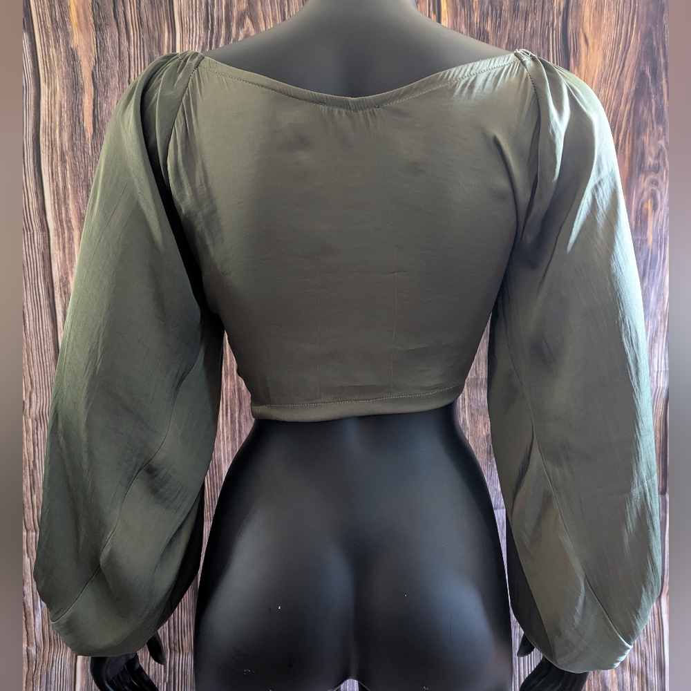 Reset By Jane Olive Green Tie-Front Blouse - Picture 4 of 8